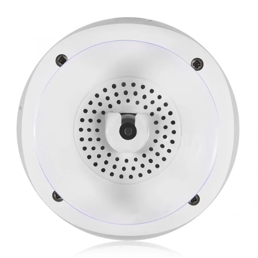White waterproof Bluetooth speaker for bathroom with 12-hour battery and compact design
