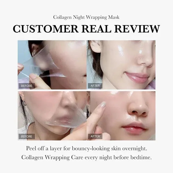 75ml bottle of collagen night mask with applicator brush for skin firming and hydration.