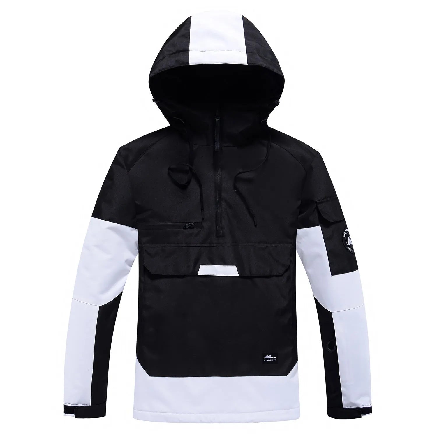 Contrast colour windproof waterproof couple ski hoodie in blue, polyester fibre, 15000mm rating, sizes S-XXL