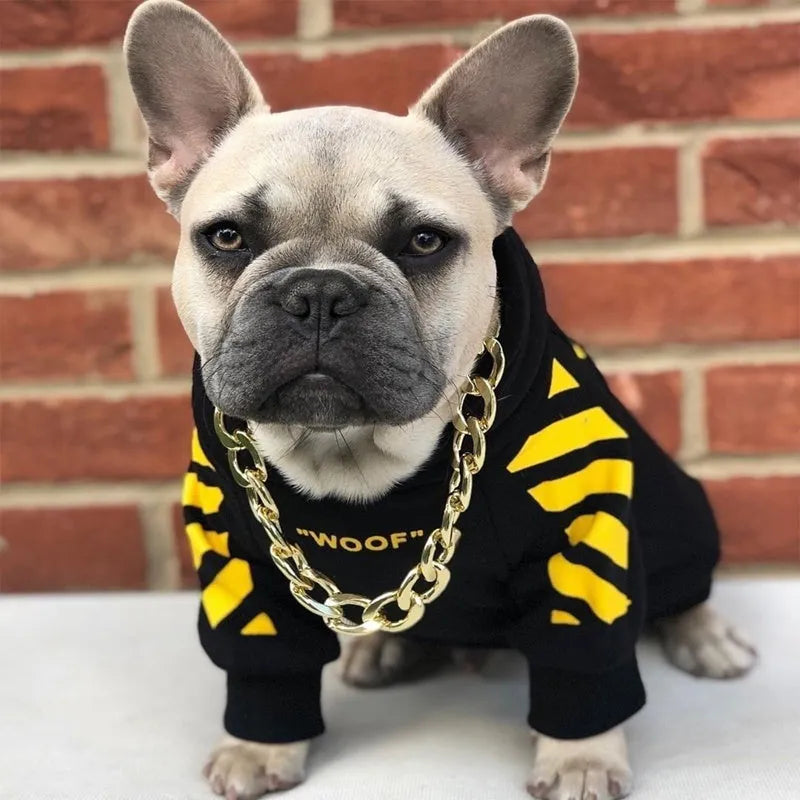 Pet Tide brand dog velvet thick sweater in yellow on a white background