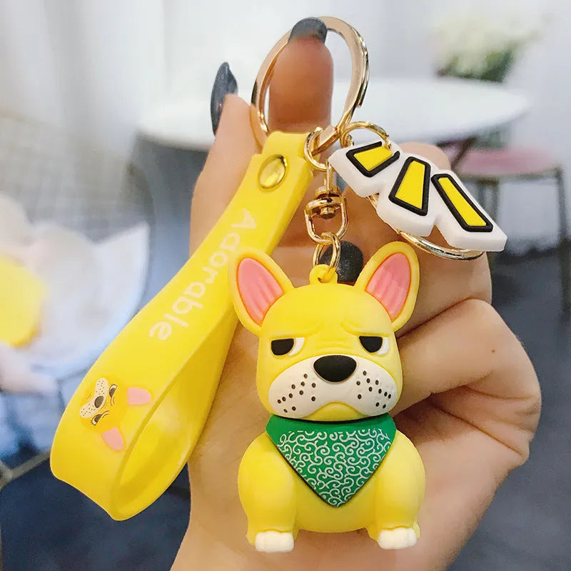 Tide Brand French keychain metal PVC pendant bucket style red yellow grey OPP bag packaging