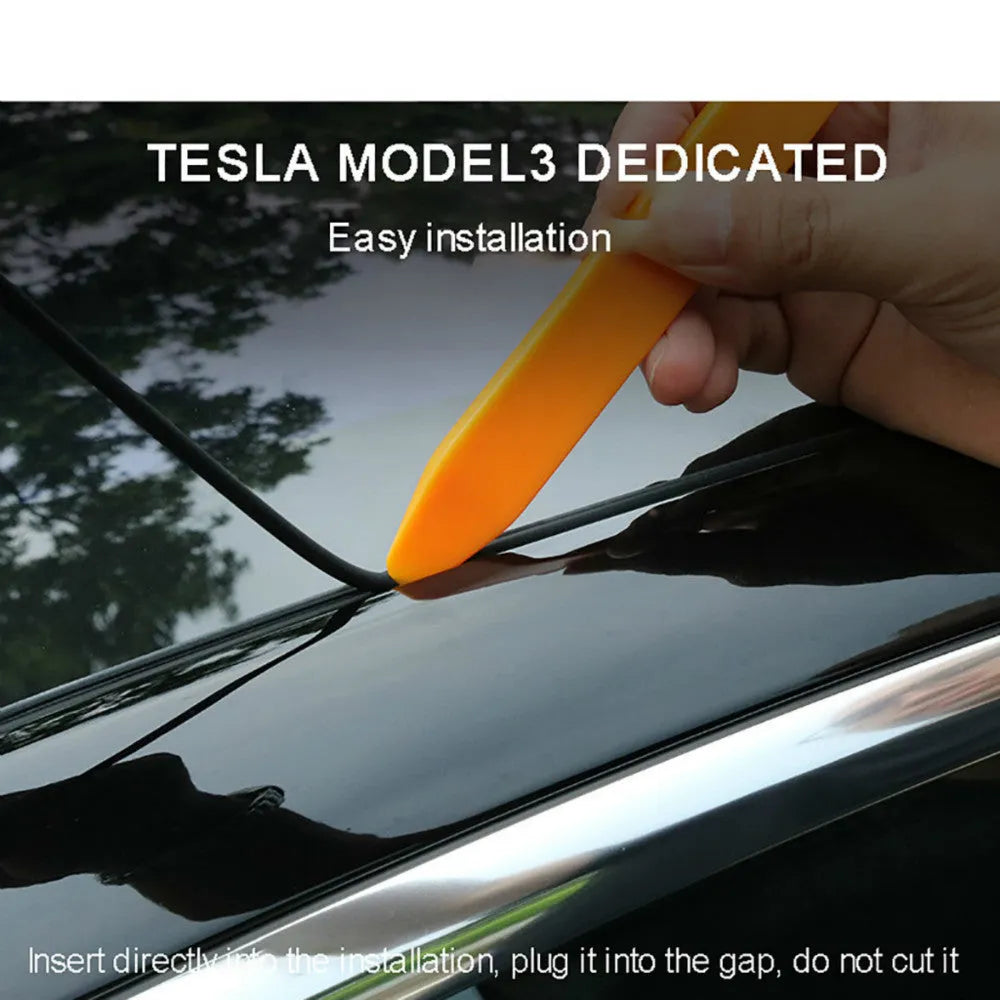Tesla Model 3 black silicone windshield roof sunroof seal 285 cm