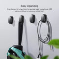Black multi-function mini hook for car with 3M adhesive on smooth surface