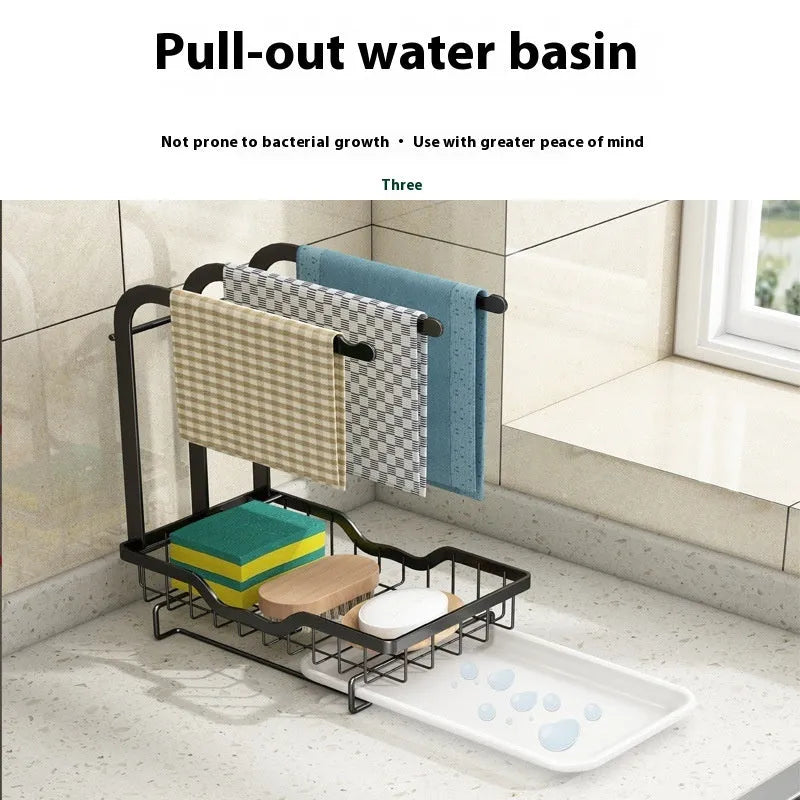 Foldable plastic kitchen rack in New Chinese style mounted on wall or placed on desktop for rag draining