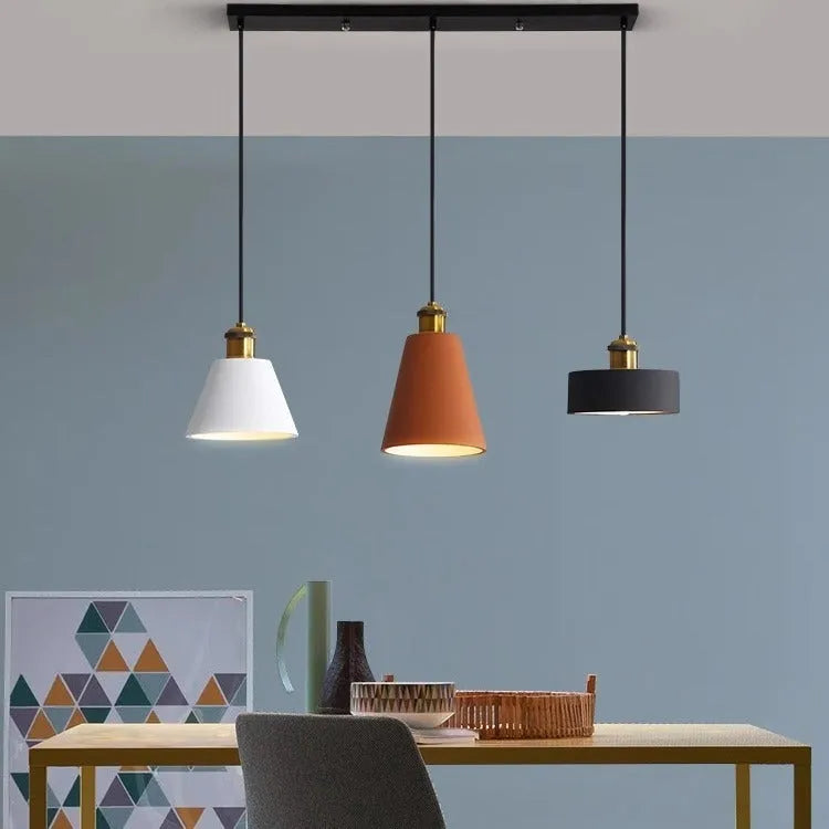 Simple Nordic style iron droplight chandelier for dining table or bedside in black colour option