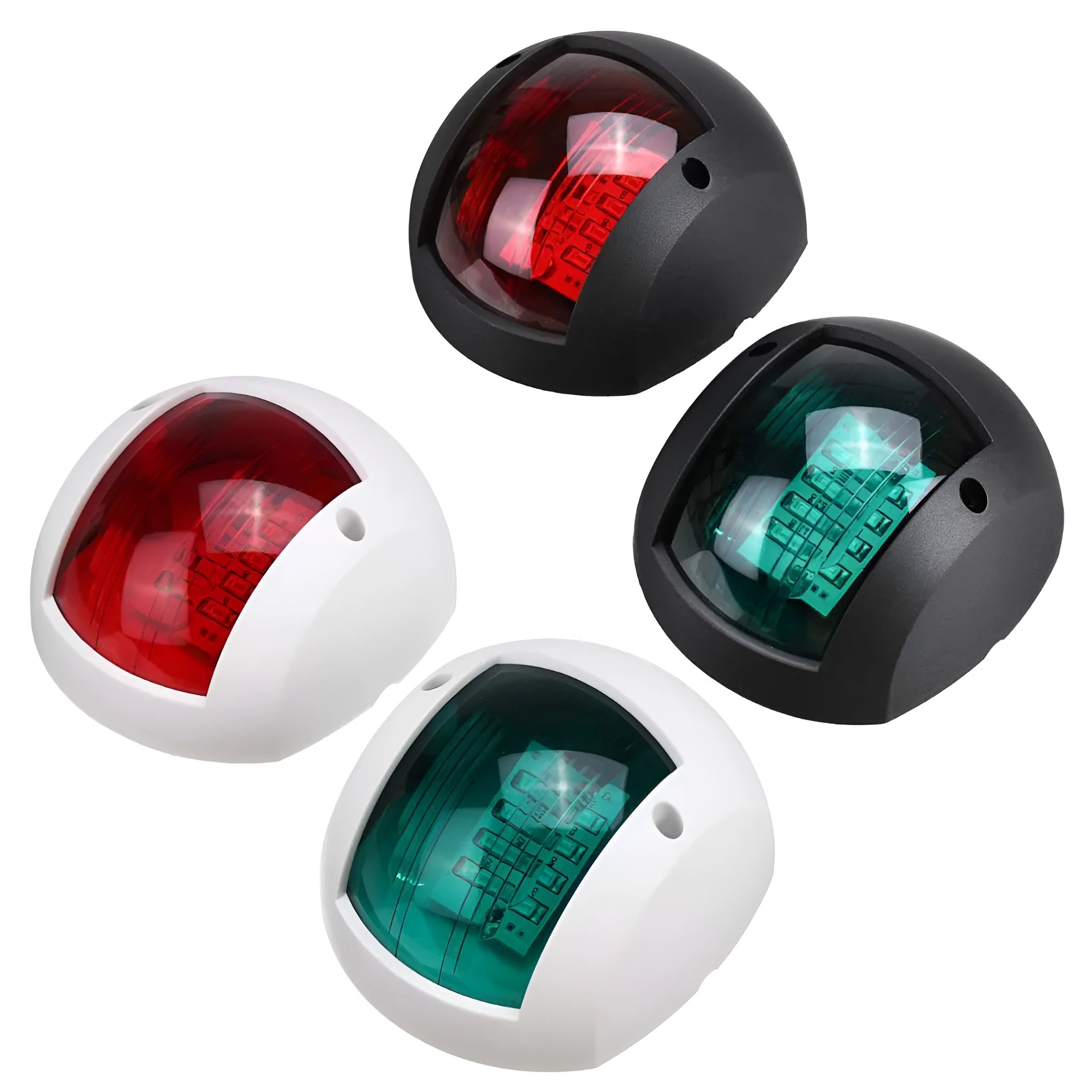 Marine yacht side light LED lamp pair 90x77x43.5mm black and white hardware for boat navigation