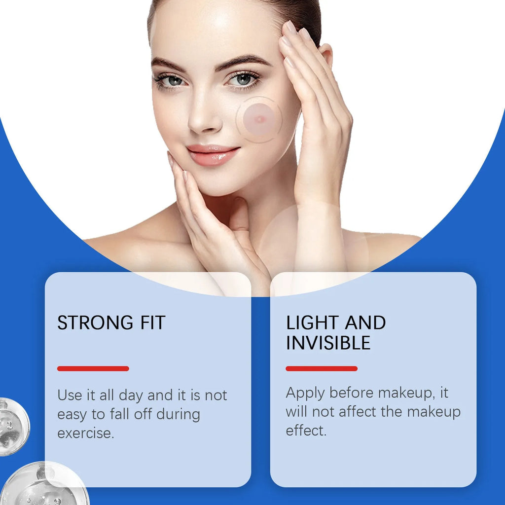 Acne patch sheet with 216 spots featuring Tea Tree Oil and Vitamin E for facial blemish care
