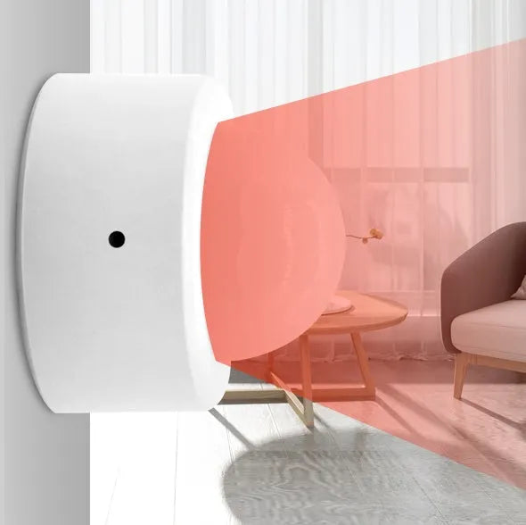 White wireless infrared body sensor for home security with ZigBee 3.0 connectivity