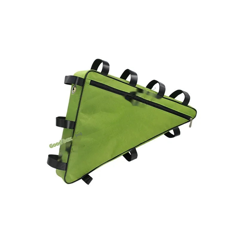 Black Oxford cloth electric bike battery pannier bag, 39x34x26x8cm, for triangle battery and sundries storage.