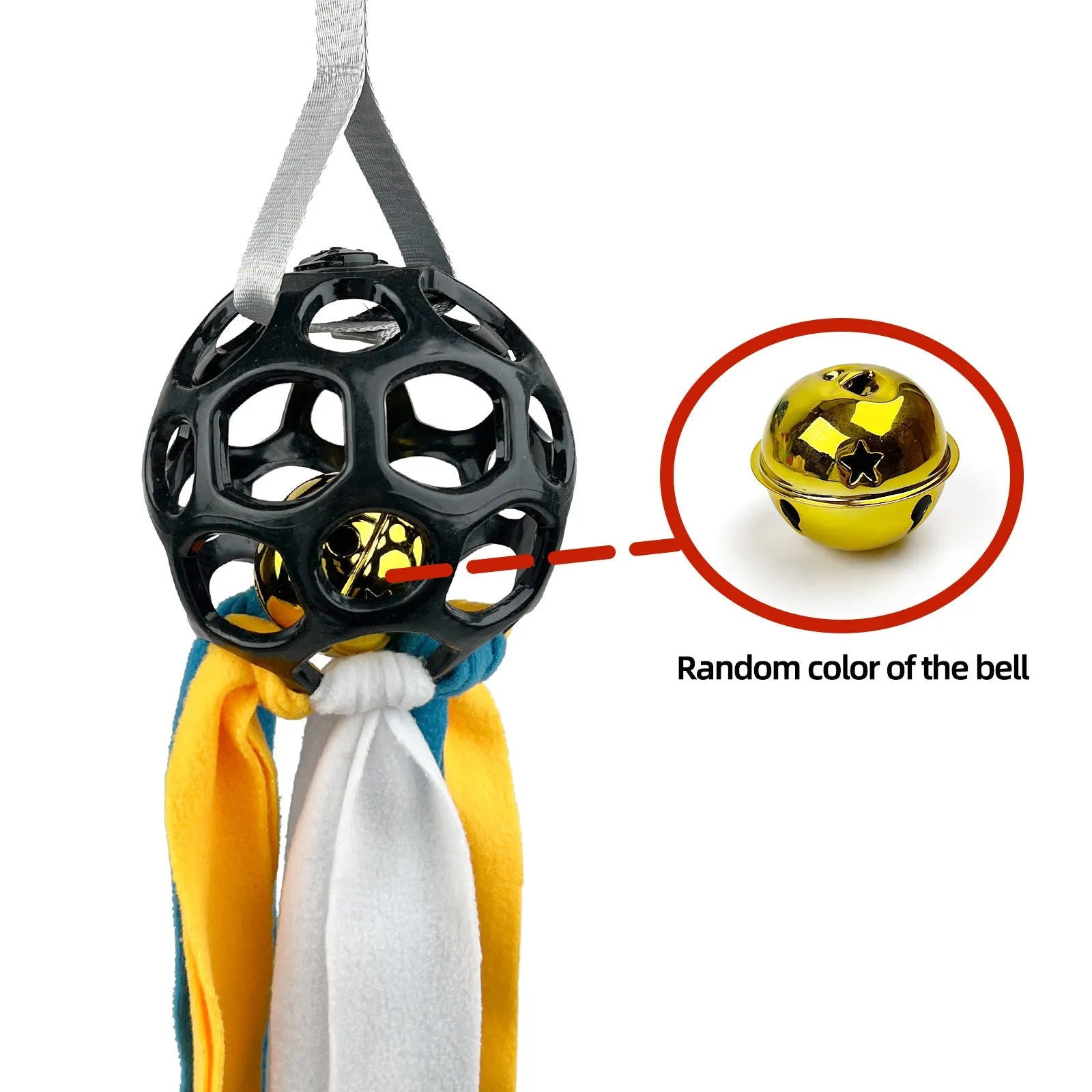 Interactive toy ball for pets hollow with TPR sound and bell 75x13cm available in five colours