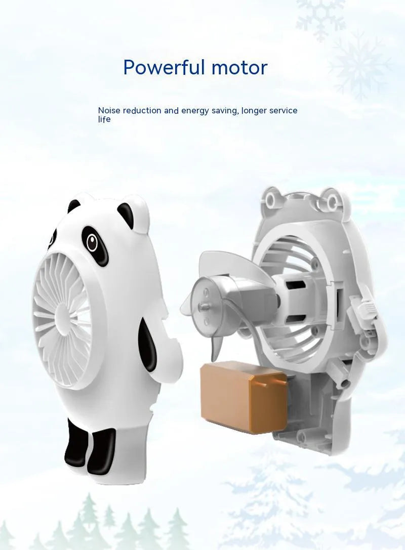 Plastic USB charging mute small fan with cute cartoon design and optional keychain