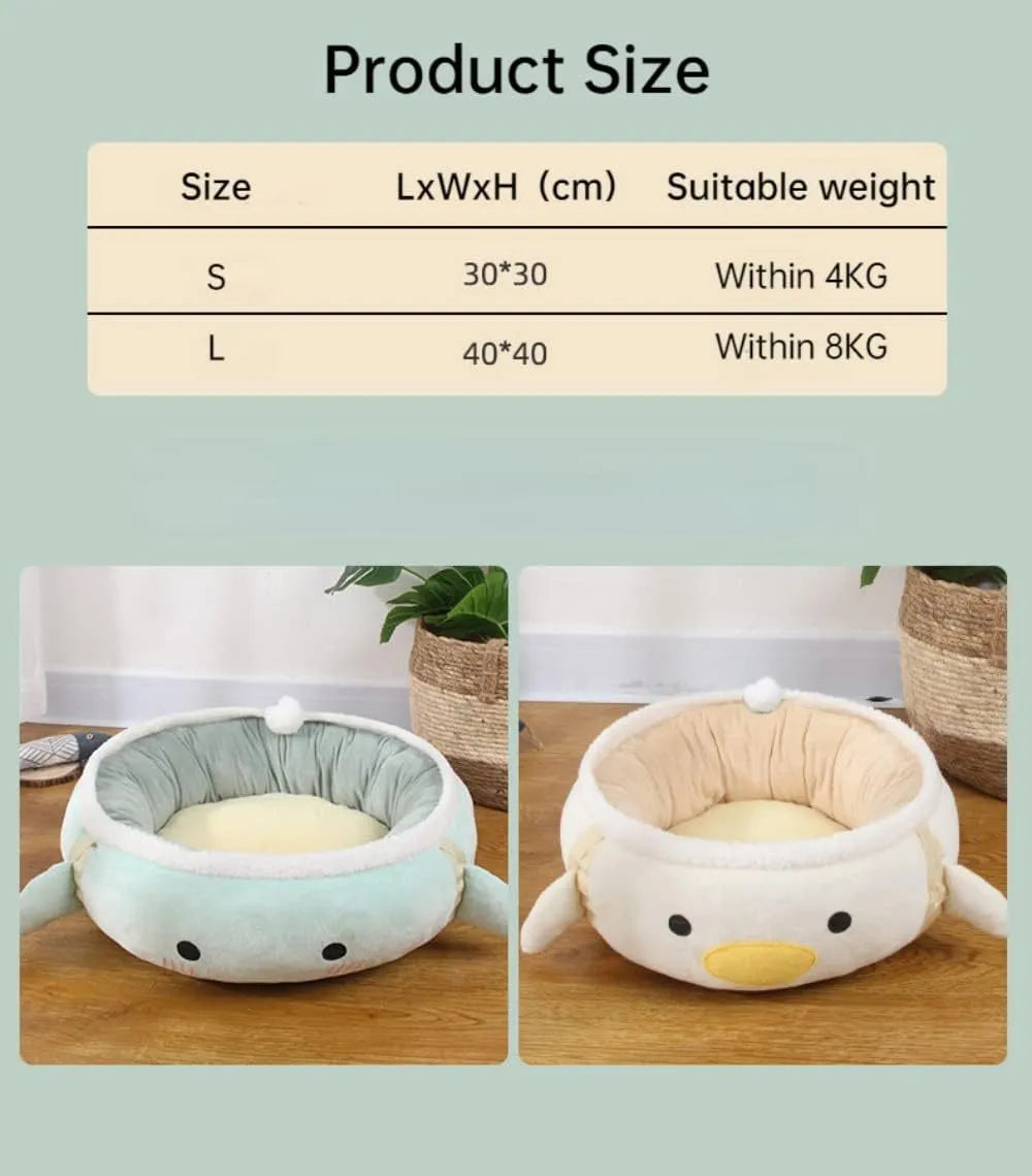Green chick-shaped cat bed that can be used flat or hung as a hammock for a small cat.