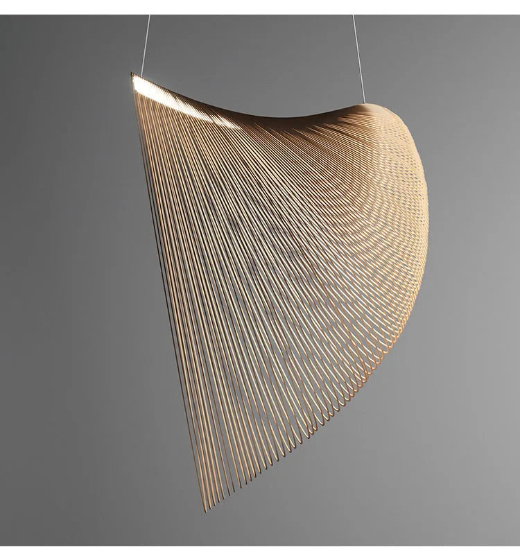 Nordic modern wood chandelier with PMMA lampshade for dining room in 40cm size