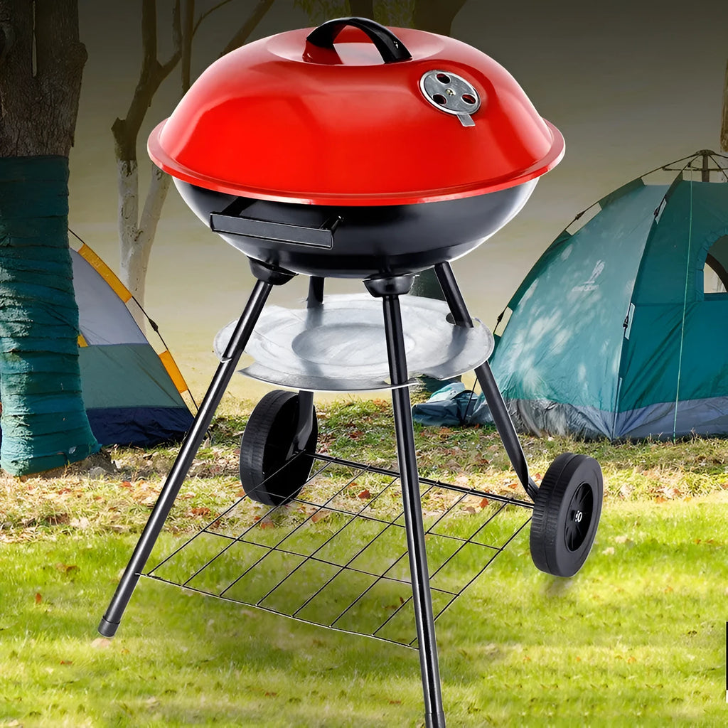 Portable 14-inch iron barbecue oven grill in Apple stove style for outdoor cooking.