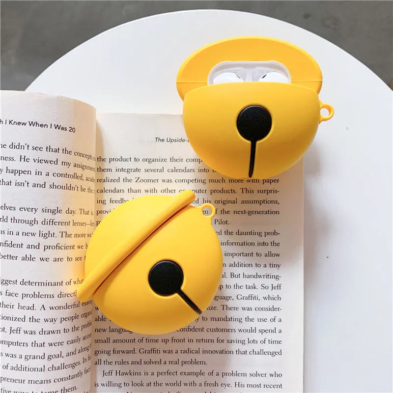 Yellow silicone bell-shaped protective case for AirPods 1st and 2nd generation wireless earbuds