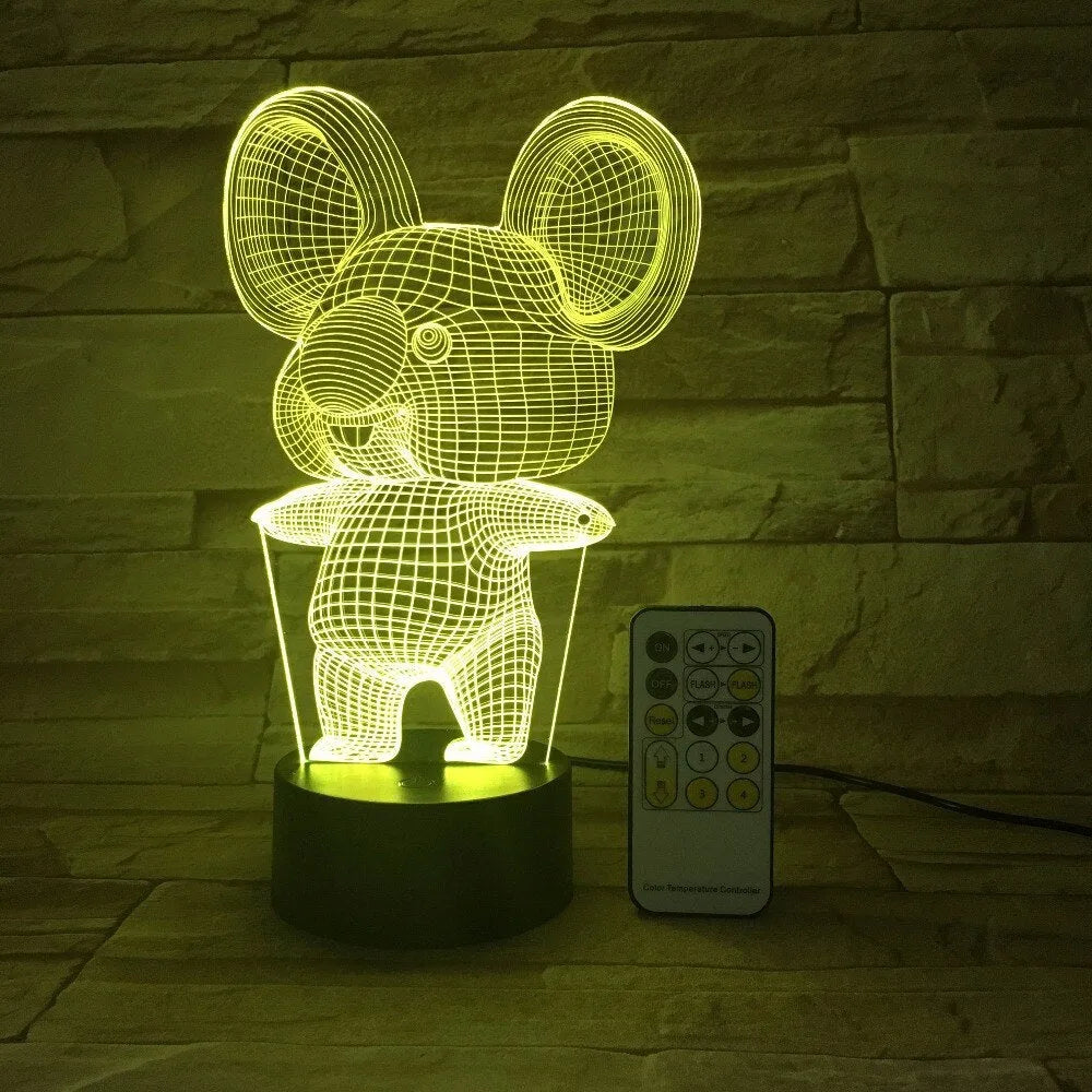 Black koala night light with LED illumination and touch/remote control