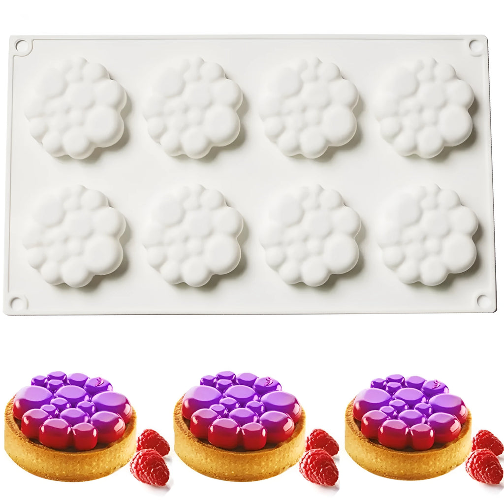 Round silicone cake mould with bubble tower pattern design for baking
