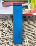 Rechargeable electric hair clipper in multiple colours with removable blade head, showing dimensions.