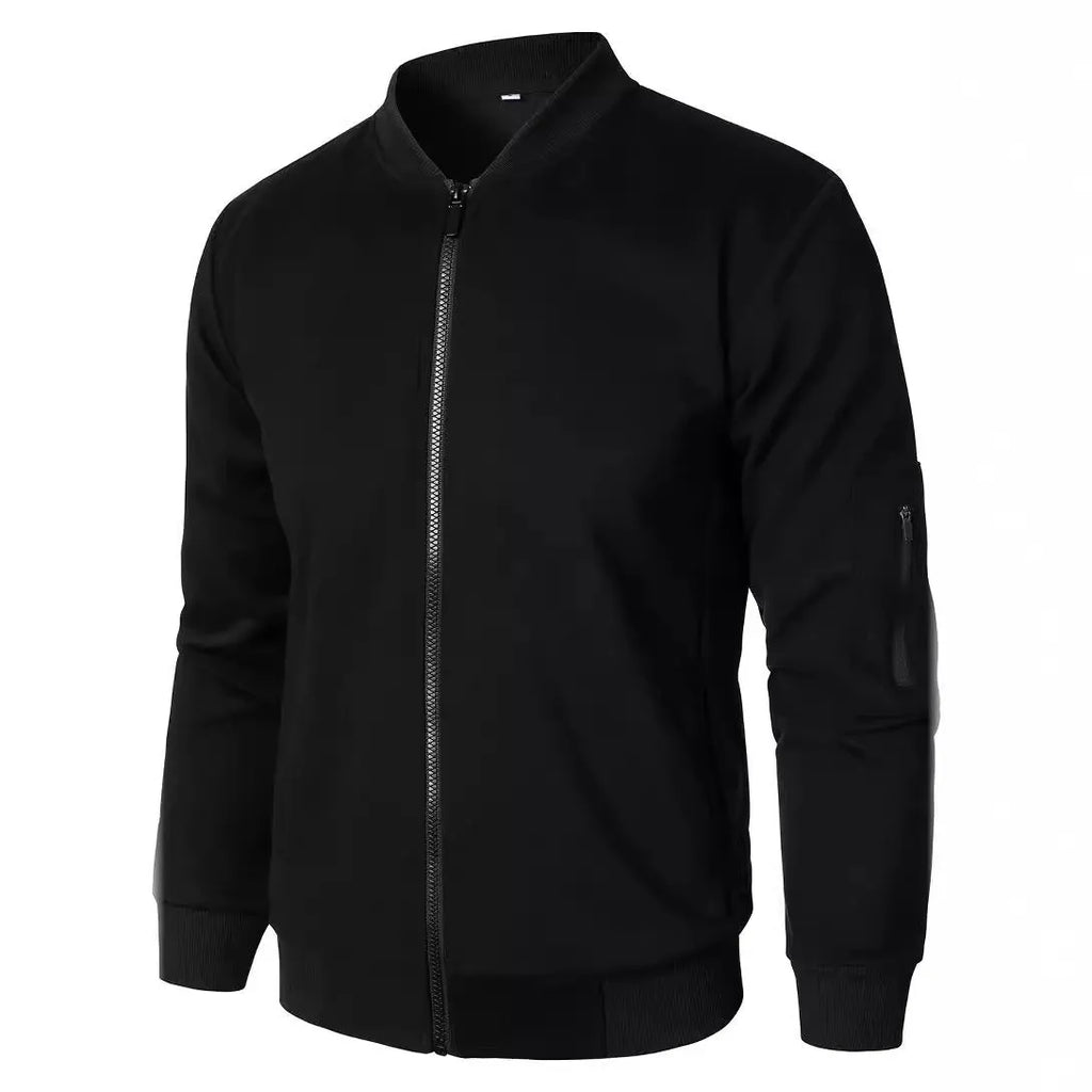 Men's loose fit cotton knitted jacket in business style with polyester lining