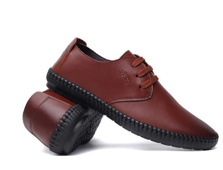 New Strap Man Casual Shoes PU Upper Rubber Outsole Black Brown Solid Spring Autumn
