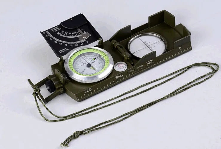 K4074 multi-function slope gauge in army green with foldable metal cover and luminous dial