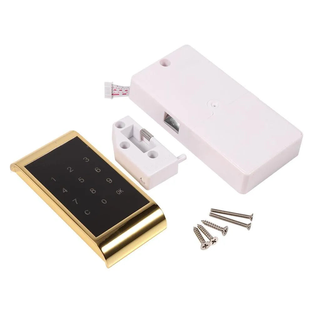 Silver temporary deposit code lock with four-digit combination keypad on zinc alloy housing.