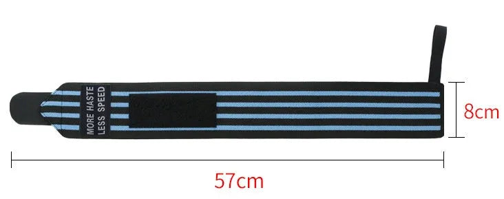 Blue adjustable nylon weightlifting wristband for gym training with elastic support