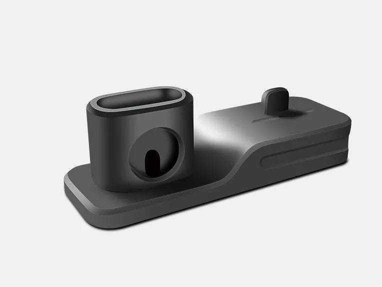 Black silicone 3-in-1 charging base for Apple iPhone, iWatch and AirPods