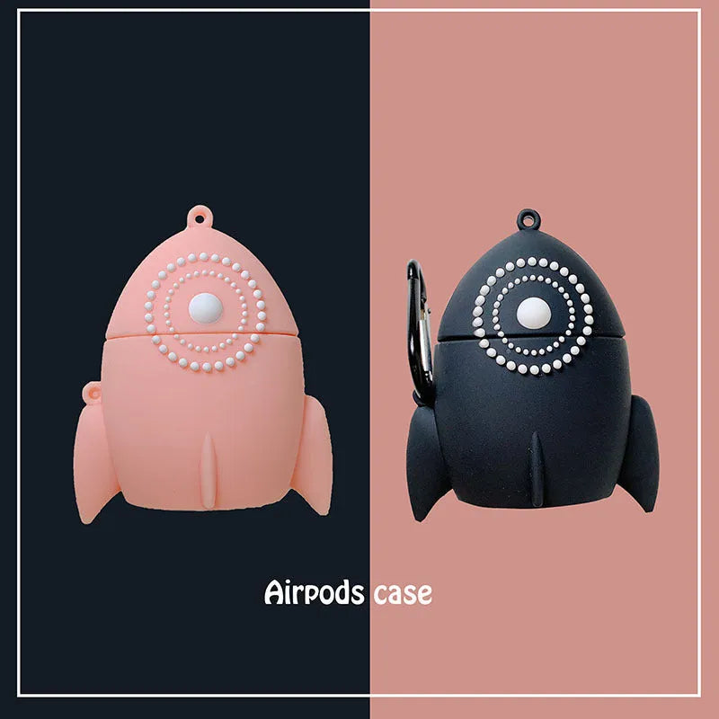 Black and pink silicone protective covers for AirPods 1 and 2 charging cases