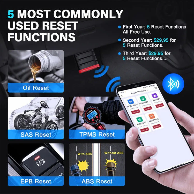 Thinksafe OBD2 full system diagnostic tool with five reset service functions for 12V vehicles