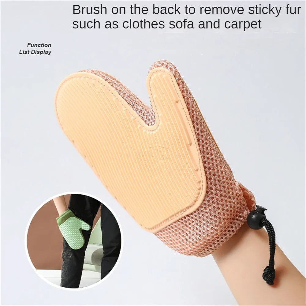 Pet grooming glove for cat and dog hair removal with mesh TPR material in dark blue, light green, or yellow