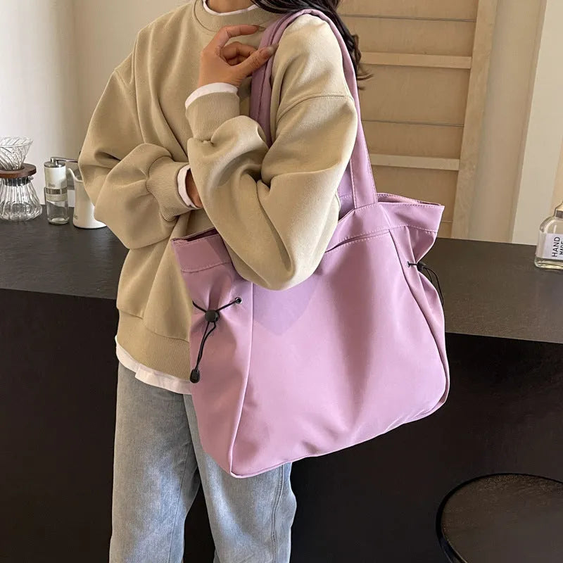 Soft folding Oxford cloth commuter tote bag in street trend style with shoulder strap