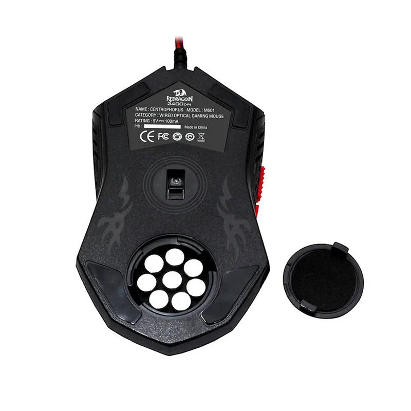 Black and red USB wired ergonomic gaming mouse with six buttons