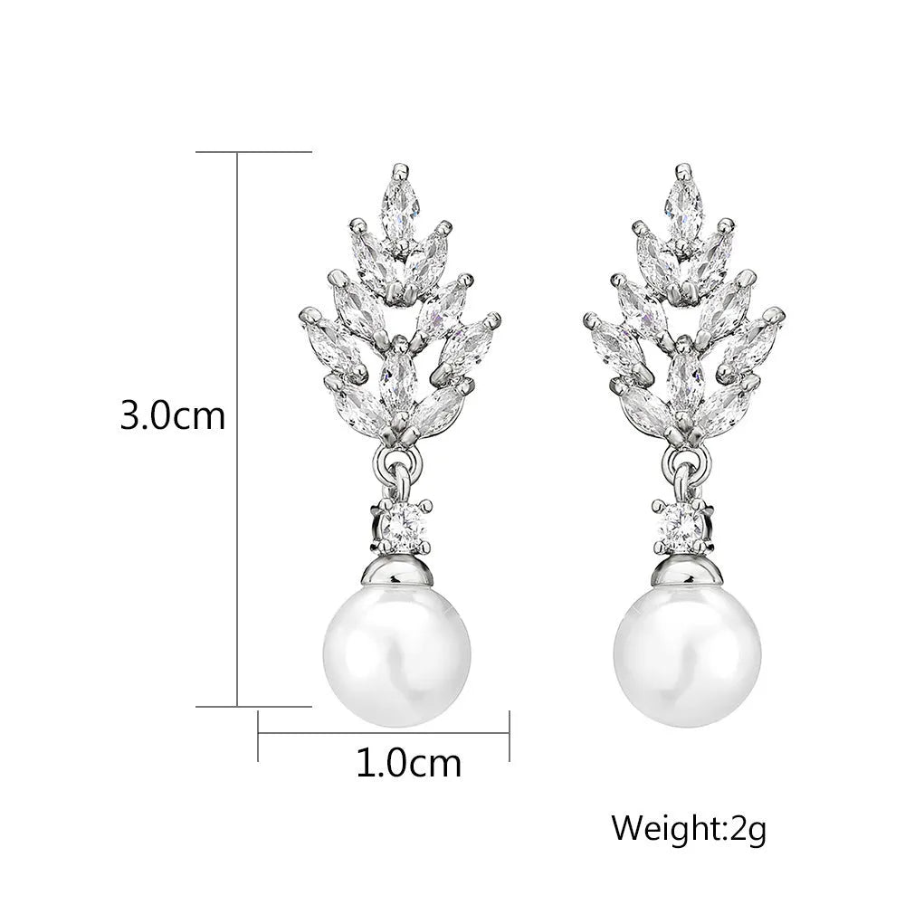 Geometric flower earrings with micro inlaid zircon stones in gold, platinum and rose gold plating