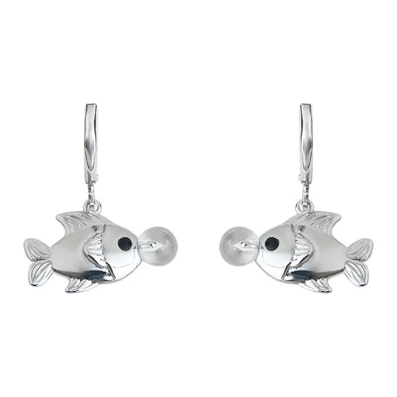 Bubble fish design electroplated copper earrings with goldfish animal modelling