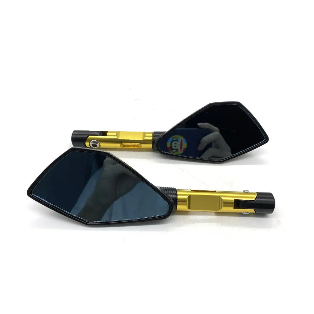 Diamond CNC aluminium alloy convex rearview mirror for motorcycle or electric car with 120x65mm glass surface and 80mm handle
