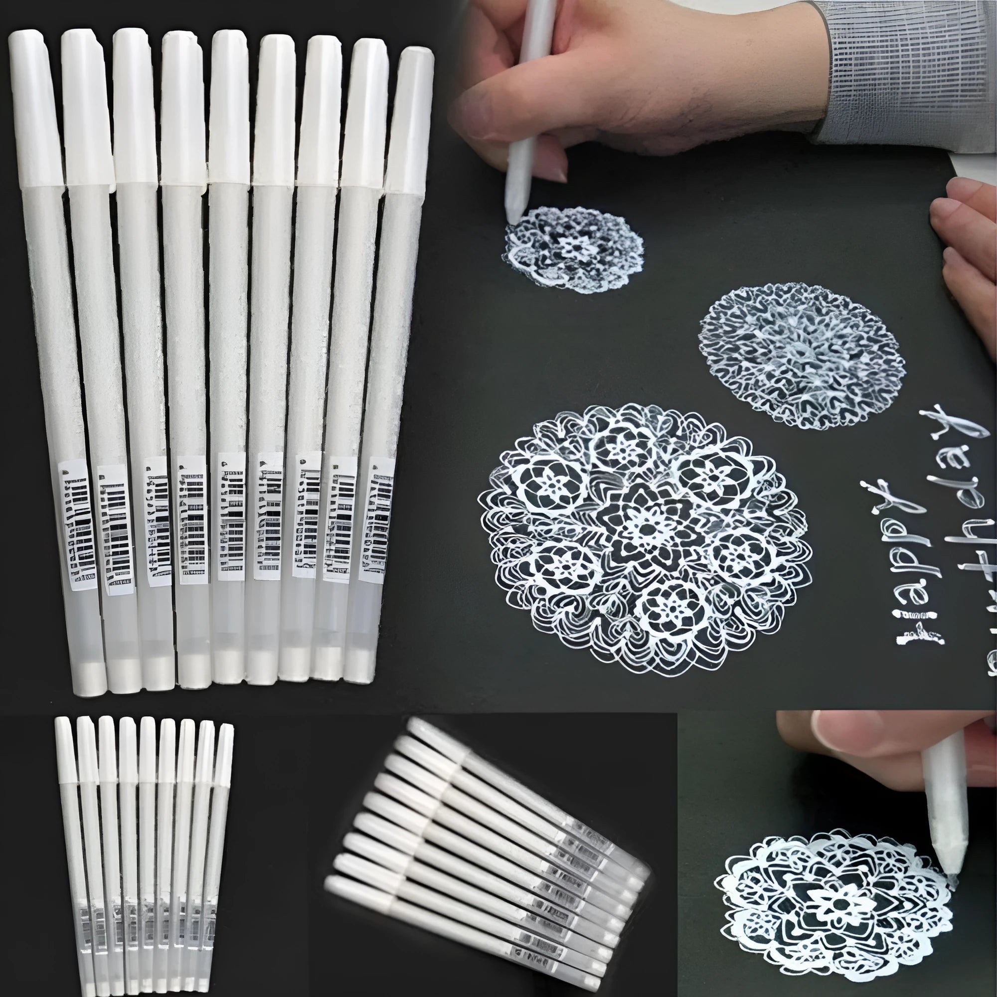Touchnew black hand-painted highlight pen with 0.8mm tip in golden, silver and white ink colours
