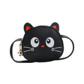 Cartoon cute children's messenger bag in soft PU leather, small size, zipper closure, available in black