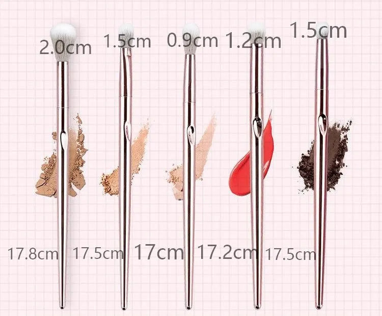 Pink PVC makeup brush set with non-slip grip handle and soft bristles on a light background