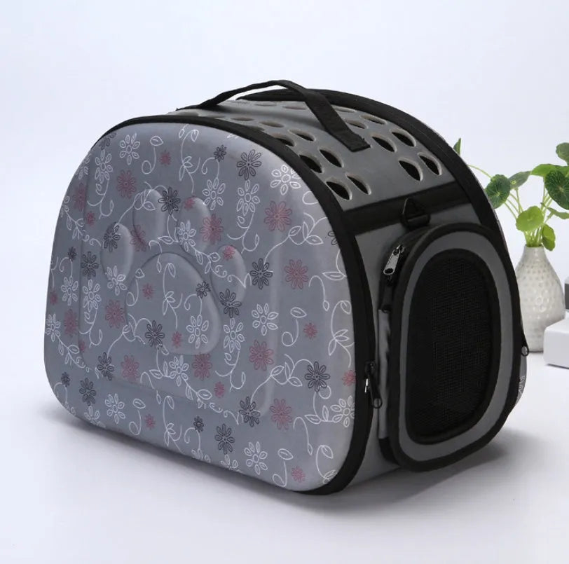 EVA medium pet bag in pink with foldable design and flower pattern