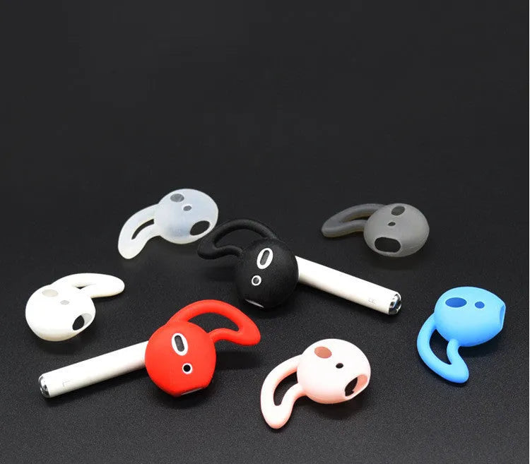 Silicone ear caps for AirPods in various colours showing left and right ear options
