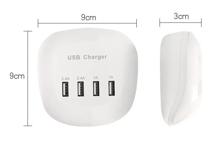 USB wall charger with EU and US plug options for mobile device charging
