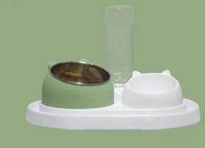 Raised cat food bowl with 304 stainless steel inner bowl, food-grade PC body, 200ml capacity, colour options