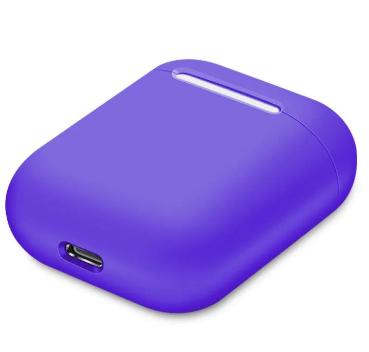 Silicone protective cover for Apple AirPods charging case in a split style design, shown in a selection of colours.