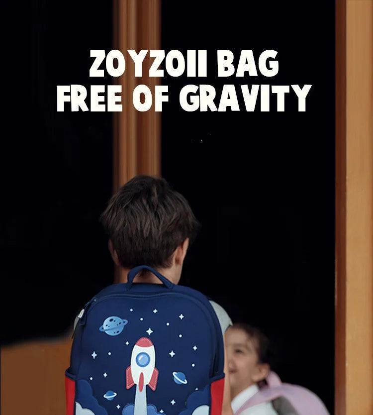 Children's schoolbag in rainbow, cherry or rocket, small polyester bag with cartoon cute pattern, double strap and zipper for ages 2-6