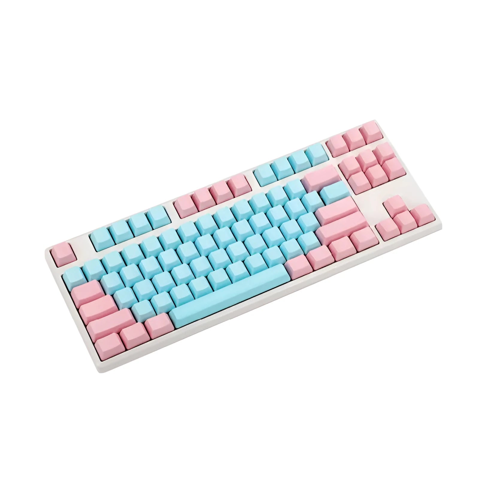 Full set of PBT keycaps in pink colour, 1.5mm thickness, side-printed legends, for mechanical keyboards