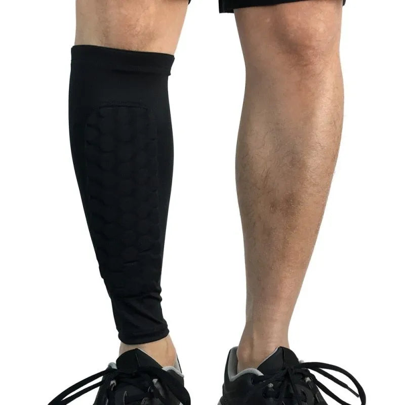 Black lycra shin guard holder with silicone band for football training adult size