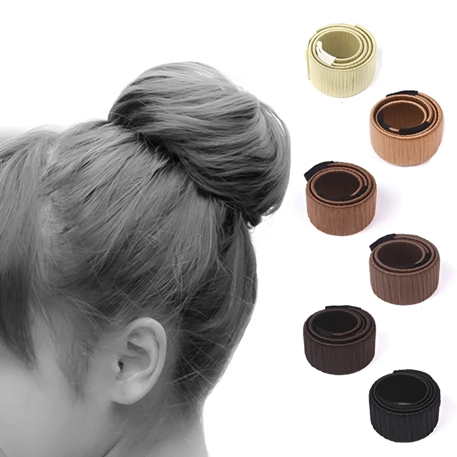 Hair circle plate magic curling wand for ponytail coiled bun styling tool plastic resin black