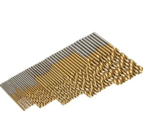 50 piece titanium coated high speed steel twist drill bit set for hand tools