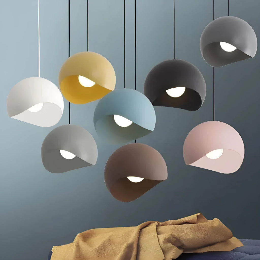 Simple creative iron lampshade pendant light 20cm diameter in black with LED bulb option
